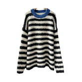 Contrast Collar Striped Knit Sweater