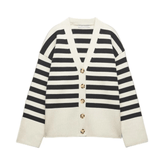 Contrast Stripes Knit Cardigan