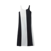 Contrast Stripes Midi Sleeveless Dress