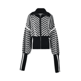 Contrast Stripes Zip-Up Knit Cardigan