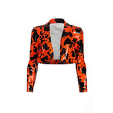 Cow Print Vegan Leather Cropped Jacket