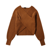 Cross Wrap Knitted Cropped Sweater