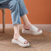 Flat Leather Solid Slippers For Women