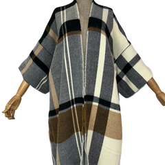 Vibrant Plaid Maxi Cardigan - WINI