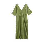 Deep V-Neck Sleeved Tunic Dress