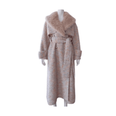 Detachable Collar Belted Woolen Coat