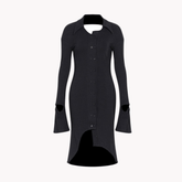 Double-Breasted Cut Out Ribbed Dress