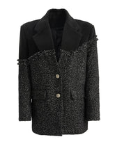 Double Button Tweed Spliced Woolen Coat