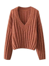 Earth Tones V-Neck Knit Sweater