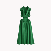 Elastic Waist Lapel Dress