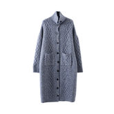 Embossed Knitted Turtleneck Long Sweater