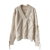 Embossed Leaves Knitted Sweater