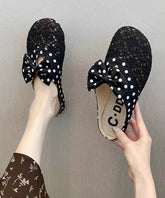 Black Bow Splicing Chic Breathable Mesh Slide Sandals