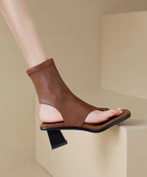 Chic Splicing Chunky Flip Flops Boots Brown Faux Leather