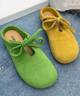 Casual Comfy Green Suede Splicing Slippers Lace Up