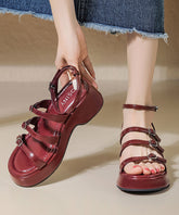 Fashion Red Splicing Platform Sandals Hollow Out Peep Toe