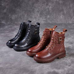 Autumn Women Retro Handmade Leather Boots