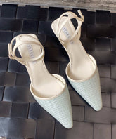 Blue High Heel Faux Leather Beautiful Splicing Sandals