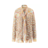 Fringed Heart Buttons Loose Sweater