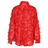 Fringed Semi-Sheer Loose Fit Shirt