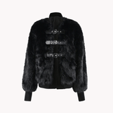 Front Buckles Faux Fur Coat