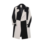 Geometric Color Contrast Trench Coat