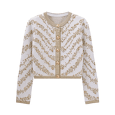 Gold Beading Knit Short Cardigan