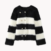 Gold Buttons Double-Breasted Knit Jacket