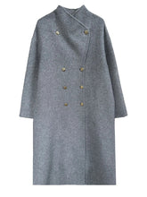 Gold Buttons Double-Breasted Woolen Coat