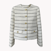 Gold Buttons Striped Tweed Jacket