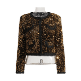 Gold Round Neck Sequined Jacket