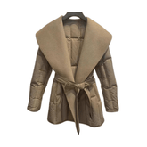 Goose Down Quilted Woolen Overcoat