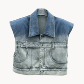 Gradient Sleeveless Denim Waistcoat