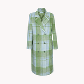 Green Plaid Loose Fit Woolen Coat