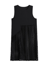 Half Sheer Screen Sleeveless Dress