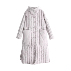 Hooded Button Down Long Overcoat