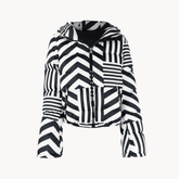Hooded B&W Stripes Jacket