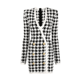 Houndstooth Long Sleeves Knit Dress