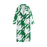 Houndstooth Loose Fit Long Coat