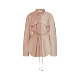 Casual Loose Waistband Faux Leather Shirt