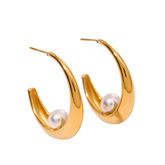 Stainless Steel Pearl Exaggerated Earrings