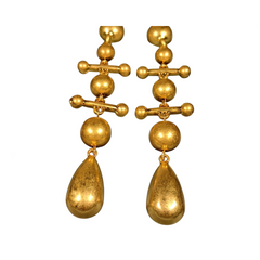 Retro Beads Silver Needle Earrings