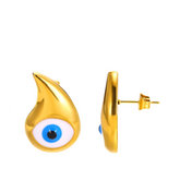 Titanium Steel Blue Eye Water Drop Pendant Earrings