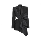 V-Neck Waist Bow Cut Out Blazer
