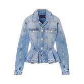 Waist Cinched Single Breasted Denim Jacket