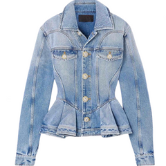 Waist Cinched Single Breasted Denim Jacket