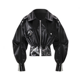 High Waist Cinched Motorcycle Jacket