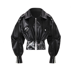 High Waist Cinched Motorcycle Jacket