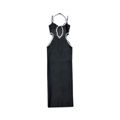 Pre Order: Black Sleeveless Diamond Tight Bandage Maxi Dress