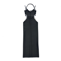 Pre Order: Black Sleeveless Diamond Tight Bandage Maxi Dress